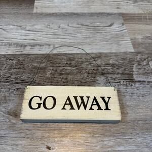 Vintage Knock On Wood Go Away Wooden Sign Made in USA